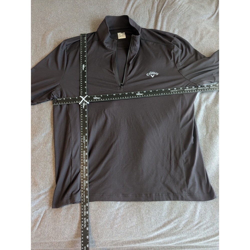 Callaway Mens XL Black Opti-Dri Quarter Zip Pullover Golf Shirt Long Sleeve Logo